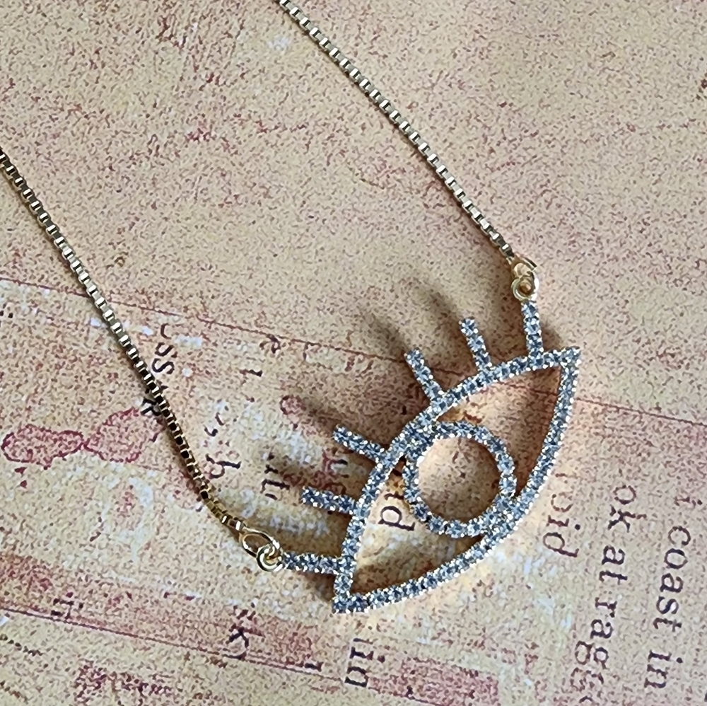 GOLD filled evil eye with lashes necklace